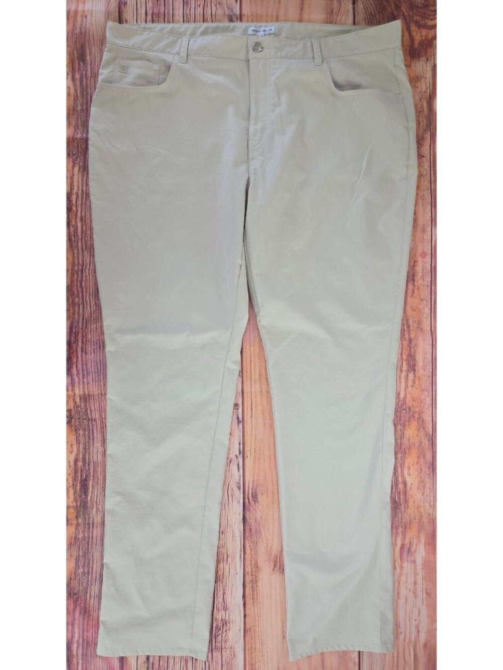 Peter Millar Mens Tailored Fit Beige Performance Pants 42x34